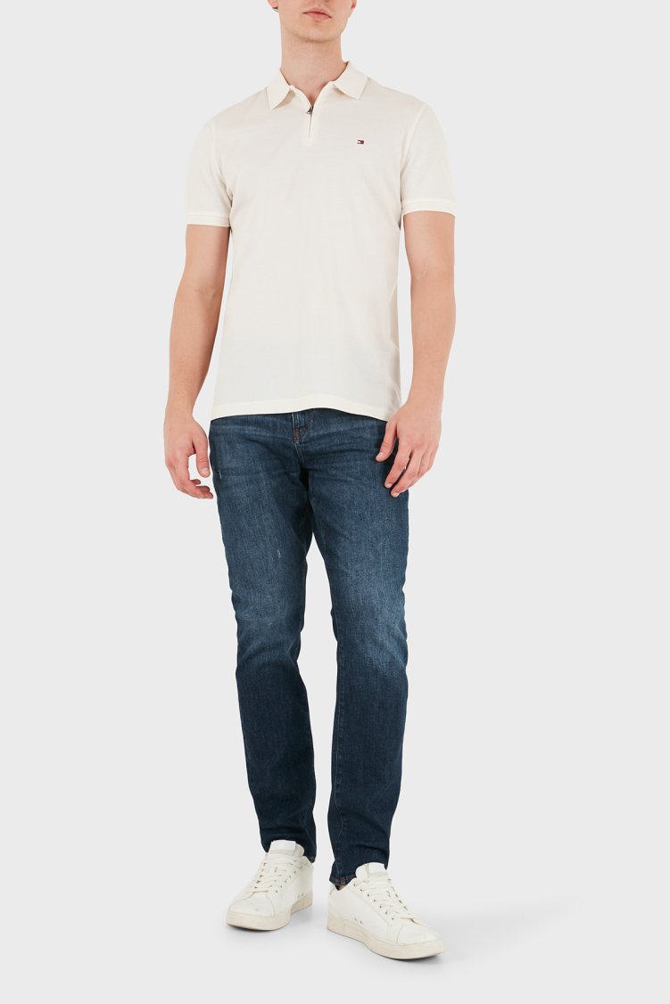 Tommy Hilfiger Pamuk Karışımlı Regular Fit Yarım Fermuarlı Erkek Polo Yaka T Shirt MW0MW43282 Z00 Açık bej - Tommy Hilfiger (1)