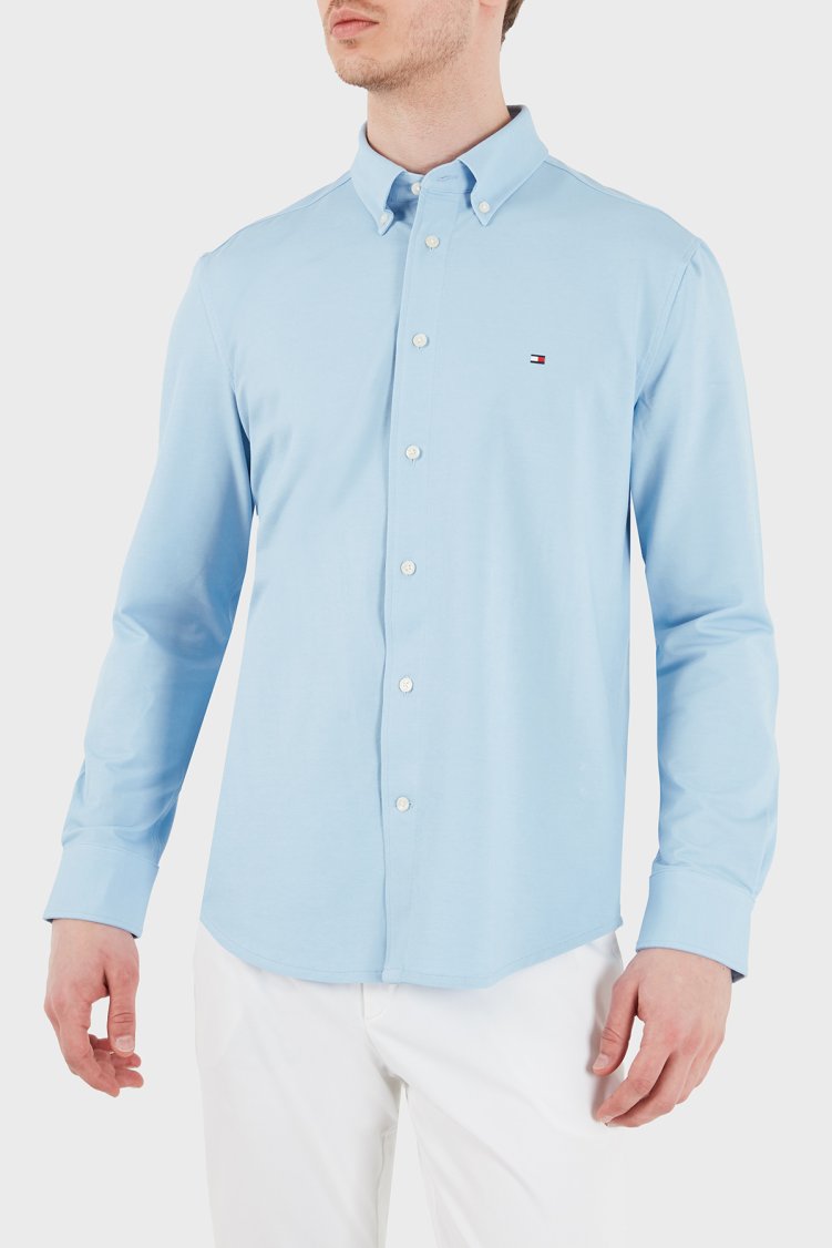 Tommy Hilfiger Pamuk Karışımlı Uzun Kollu Erkek Gömlek MW0MW41781 C1Y MAVİ - Tommy Hilfiger