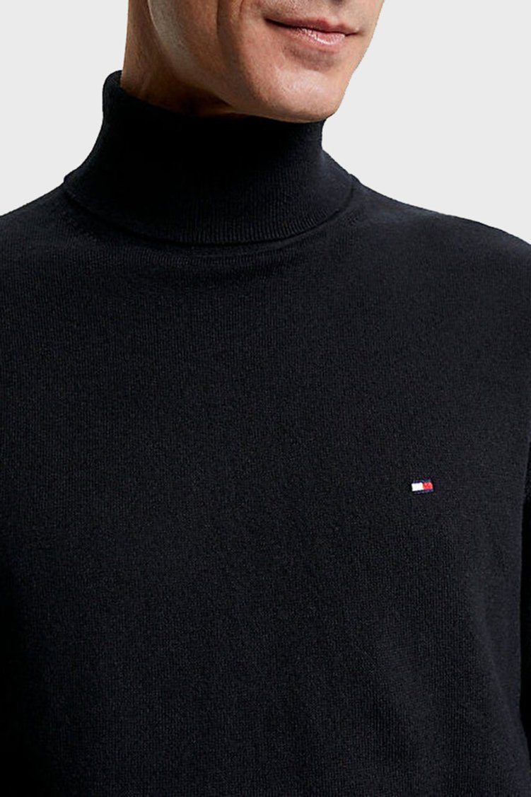 Tommy Hilfiger Pamuk ve Kaşmir Karışımlı Balıkçı Yaka Regular Fit Erkek Kazak MW0MW28048 BDS SİYAH - Tommy Hilfiger (1)