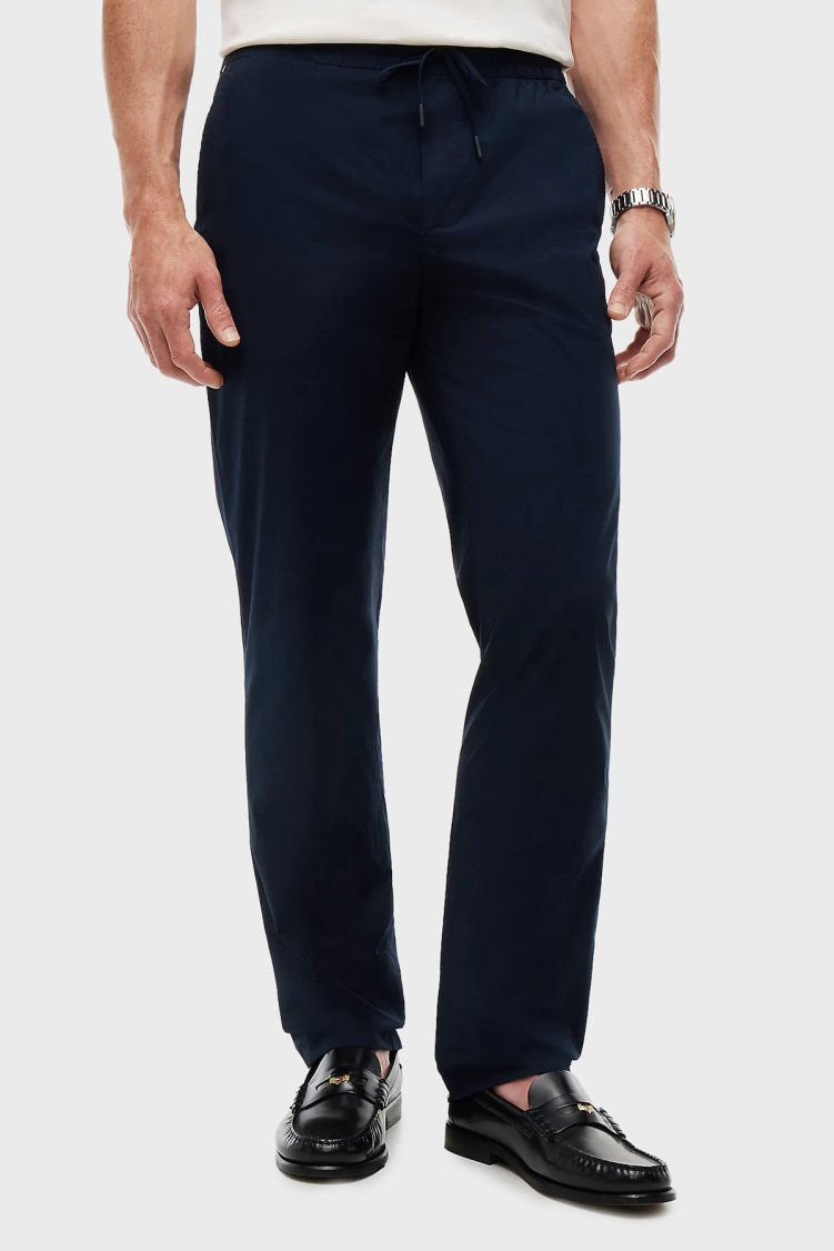 Tommy Hilfiger Pamuklu Bağlamalı Normal Bel Düz Paça Erkek Pantolon MW0MW42340 DW5 LACİVERT - Tommy Hilfiger