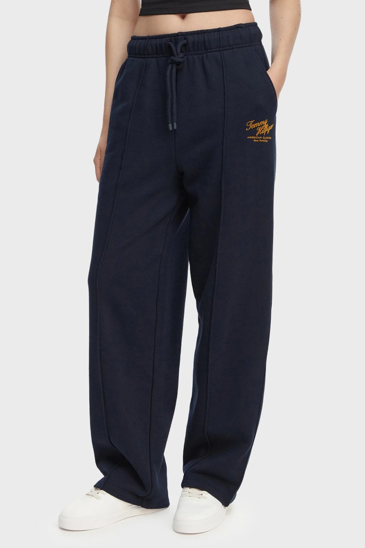Tommy Hilfiger Pamuklu Comfort Fit Yüksek Bel Kadın Pantolon WW0WW50783 C1G LACİVERT - Tommy Hilfiger