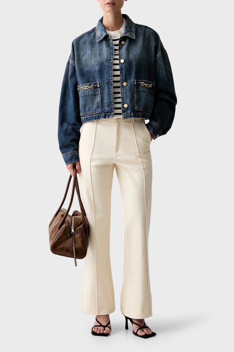 Tommy Hilfiger Pamuklu Klasik Yaka Düğmeli Kadın Kot Ceket WW0WW50962 1A9 Mavi - Tommy Hilfiger (1)