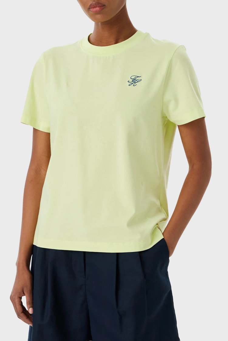 Tommy Hilfiger Pamuklu Logolu Regular Fit Bisiklet Yaka Kadın T Shirt WW0WW48699 ZJE SARI - Tommy Hilfiger