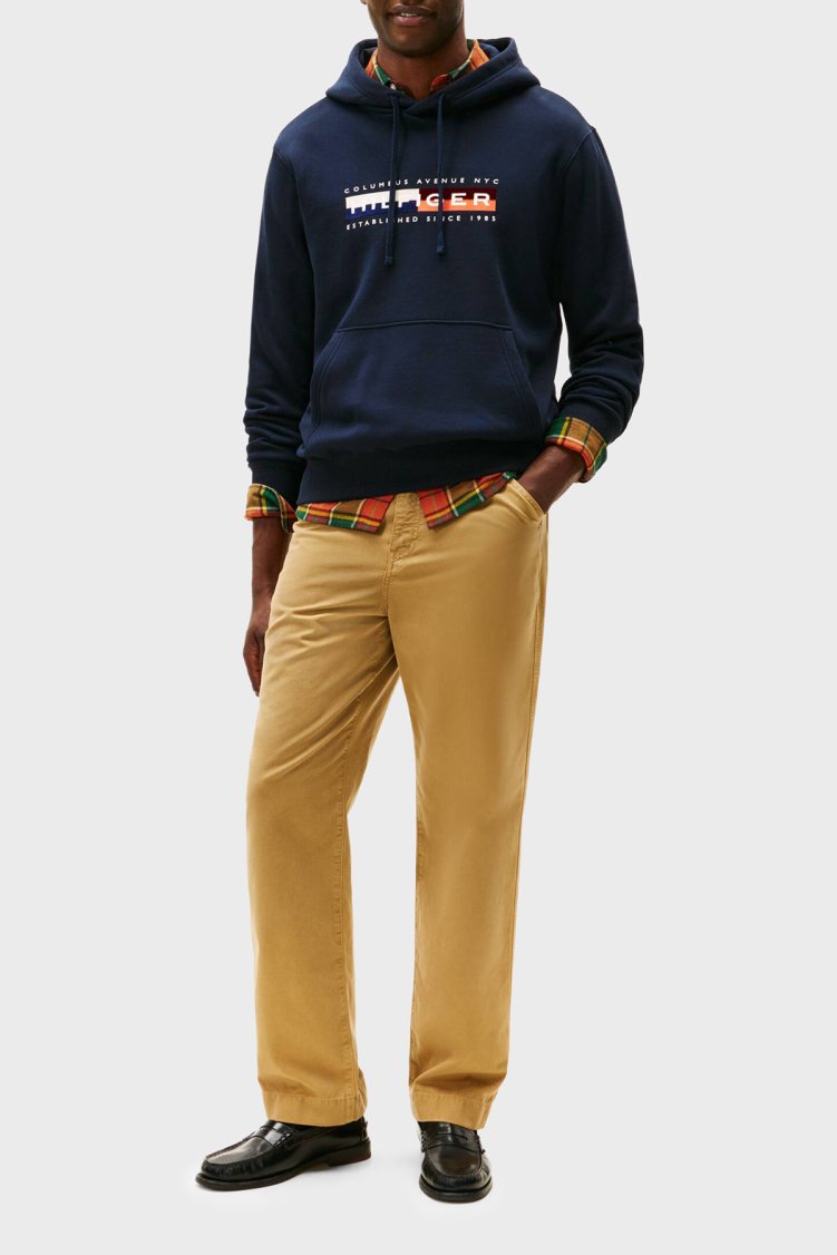 Tommy Hilfiger Pamuklu Regular Fit Baskılı Kapüşon Yaka Erkek Sweat MW0MW40041 DW5 LACİVERT - Tommy Hilfiger (1)