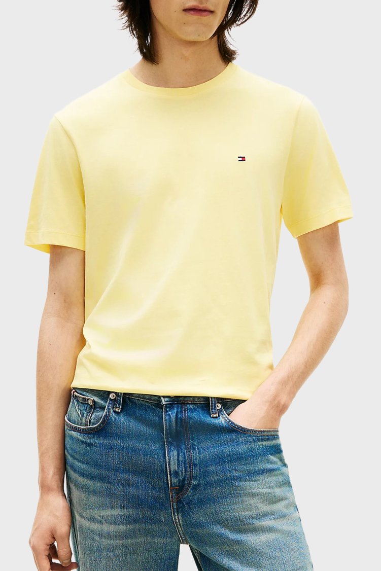 Tommy Hilfiger Pamuklu Regular Fit Bisiklet Yaka Erkek T Shirt MW0MW39995 ZF0 AÇIK SARI - Tommy Hilfiger