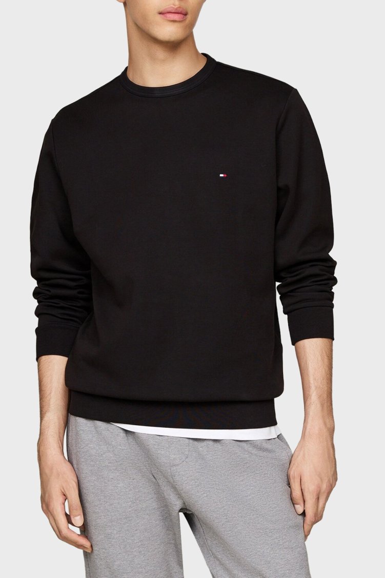 Tommy Hilfiger Pamuklu Regular Fit Bisiklet Yaka Logolu Erkek Sweat MW0MW37241 BDS SİYAH - Tommy Hilfiger