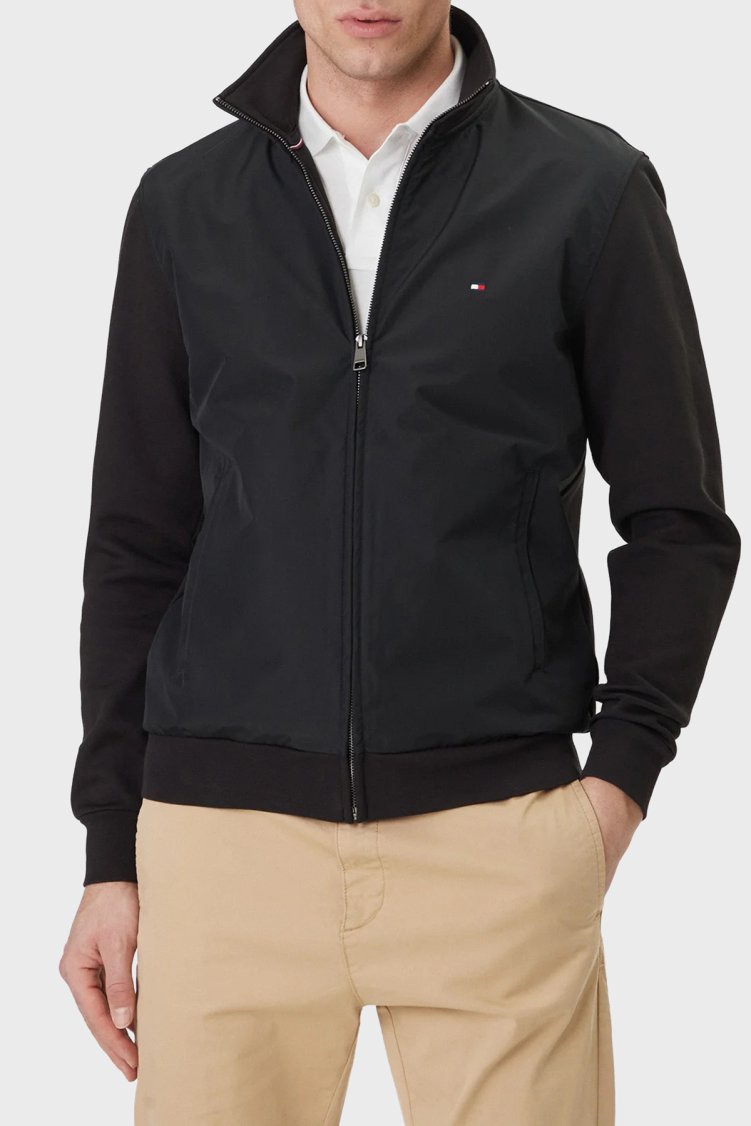 Tommy Hilfiger Pamuklu Regular Fit Dik Yaka Fermuarlı Erkek Sweat MW0MW41758 BDS SİYAH - Tommy Hilfiger