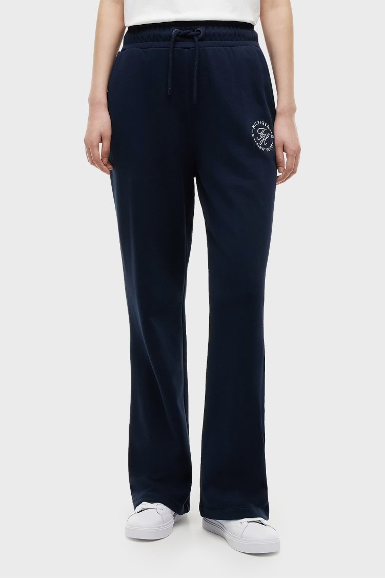 Tommy Hilfiger Pamuklu Regular Fit Düz Paça Kadın Pantolon WW0WW51097 C1G Lacivert - Tommy Hilfiger