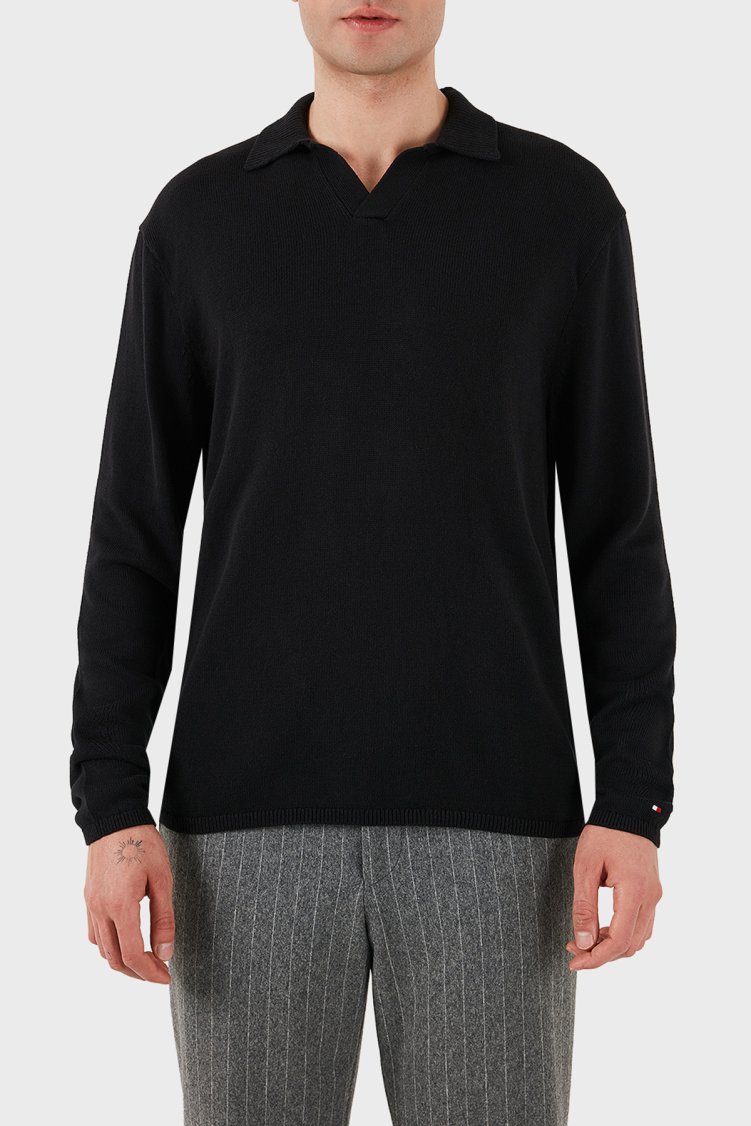 Tommy Hilfiger Pamuklu Regular Fit Erkek Polo Yaka Sweat MW0MW40444 BDS SİYAH - Tommy Hilfiger
