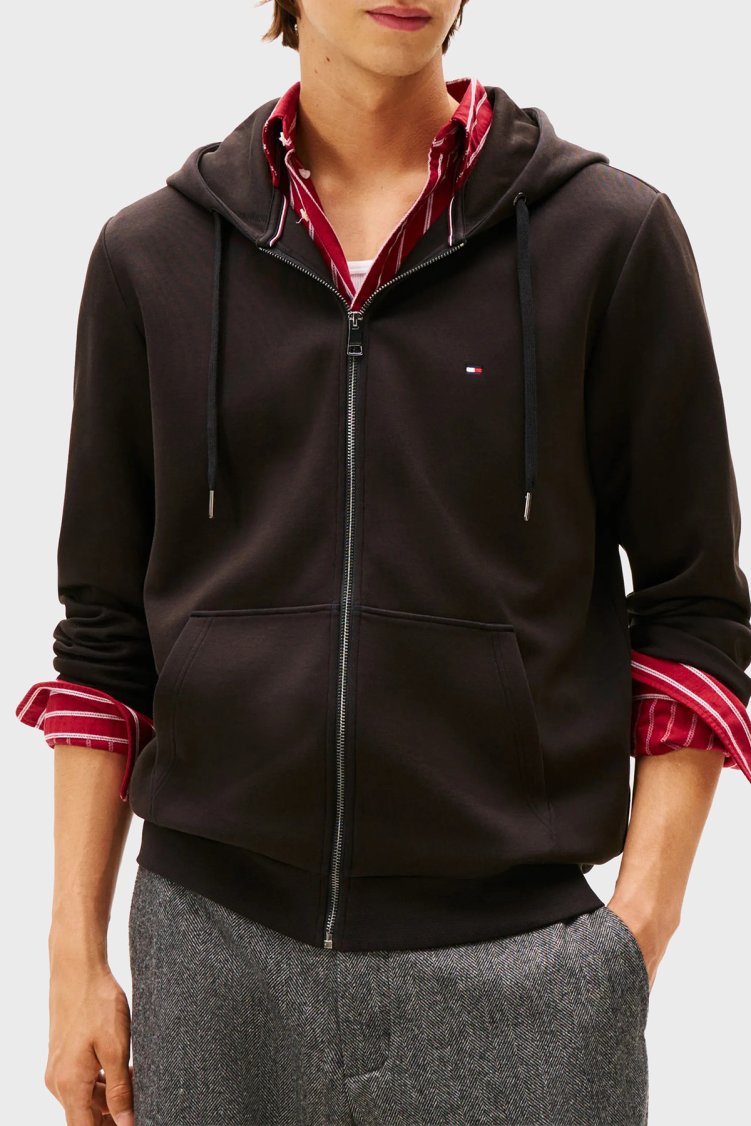 Tommy Hilfiger Pamuklu Regular Fit Kapüşon Yaka Erkek Sweat MW0MW37243 BDS SİYAH - Tommy Hilfiger
