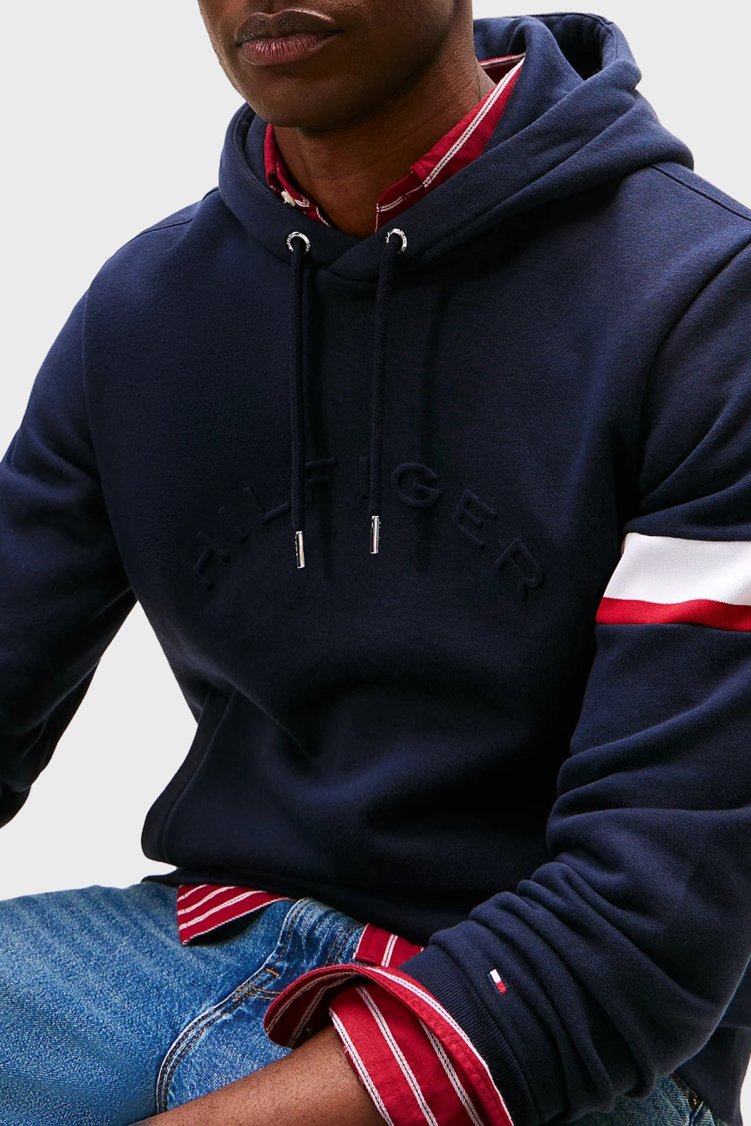 Tommy Hilfiger Pamuklu Regular Fit Logolu Kapüşonlu Erkek Sweat MW0MW40479 DW5 LACİVERT - Tommy Hilfiger (1)