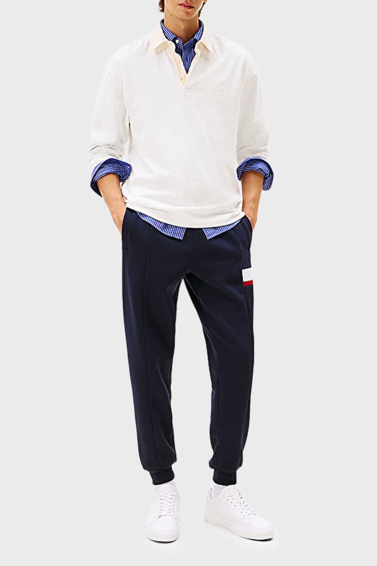 Tommy Hilfiger Pamuklu Regular Fit Logolu Normal Bel Erkek Pantolon MW0MW40416 DW5 LACİVERT - Tommy Hilfiger (1)