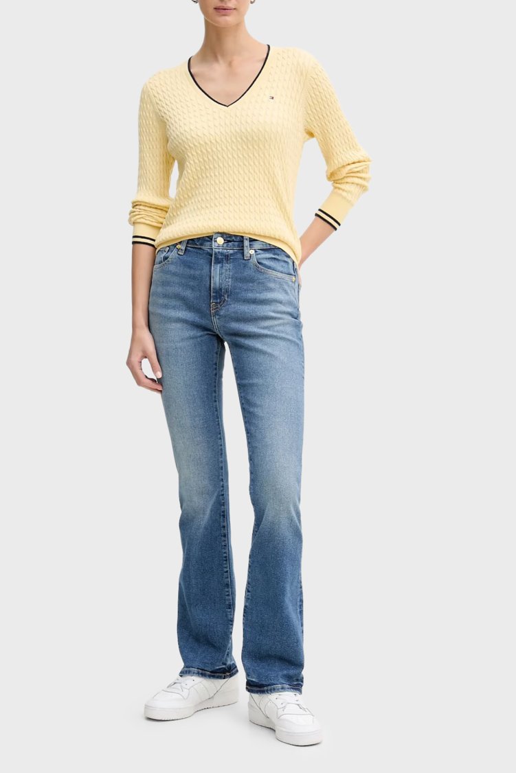 Tommy Hilfiger Pamuklu Regular Fit Normal Bel Bol Paça Jeans Bayan Kot Pantolon WW0WW47701 1A4 MAVİ - Tommy Hilfiger (1)