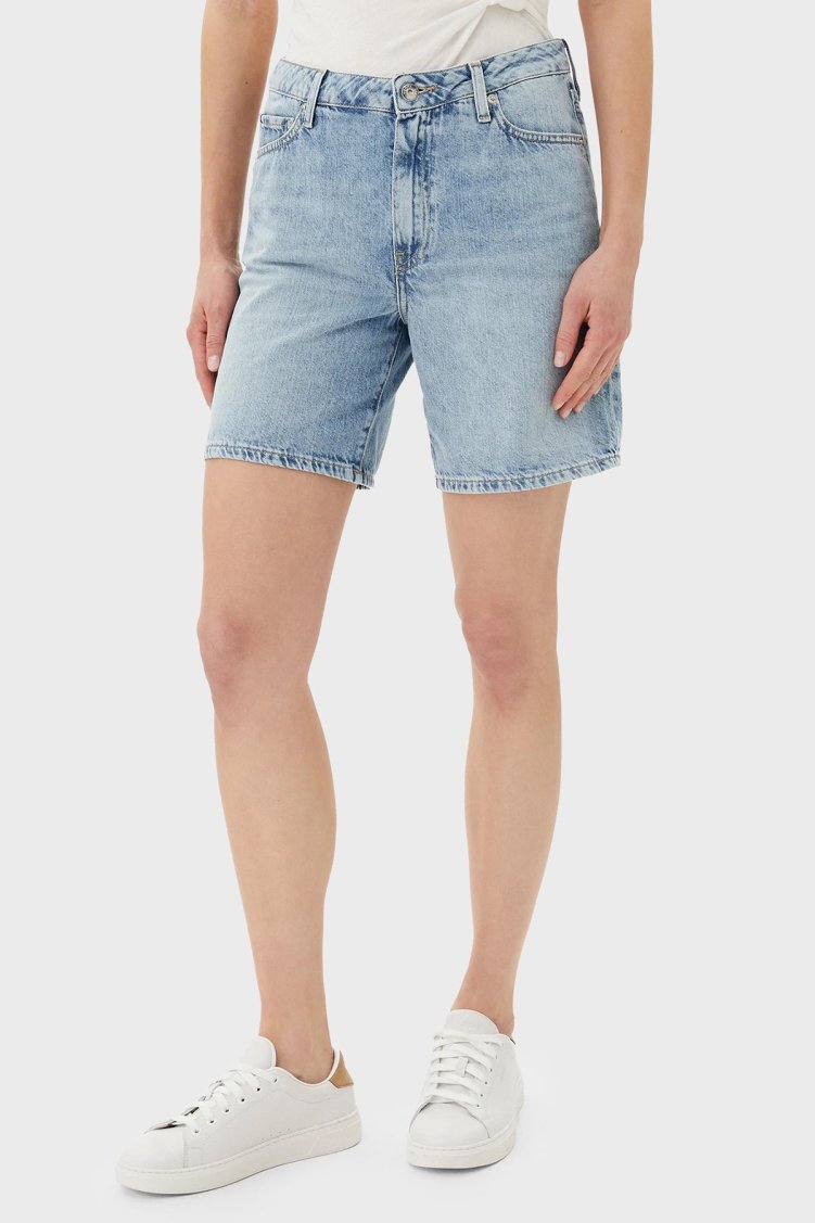 Tommy Hilfiger Pamuklu Regular Fit Normal Bel Kot Bayan Short WW0WW45505 1AC AÇIK MAVİ - Tommy Hilfiger