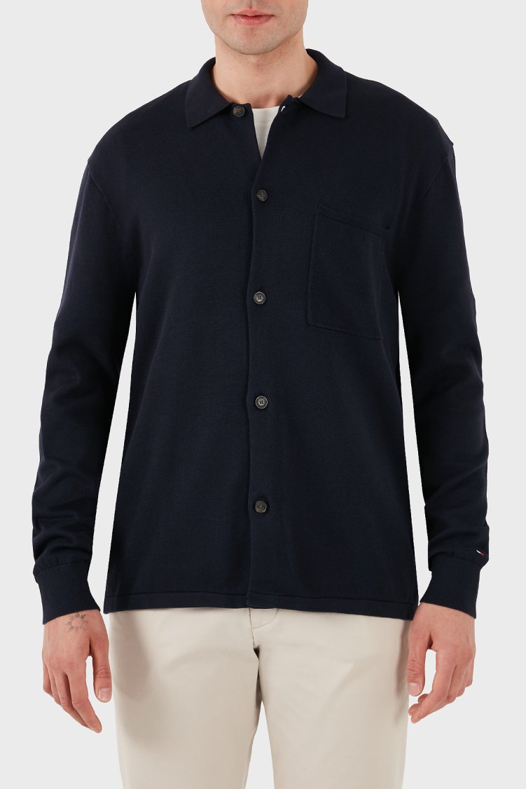 Tommy Hilfiger Pamuklu Regular Fit Uzun Kollu Erkek Gömlek MW0MW40432 DW5 LACİVERT - Tommy Hilfiger