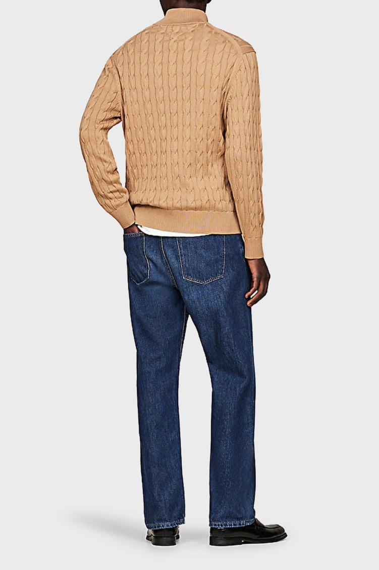 Tommy Hilfiger Pamuklu Regular Fit Yarım Fermuarlı Dik Yaka Erkek Kazak MW0MW36532 RBC KOYU HAKİ - Tommy Hilfiger (1)