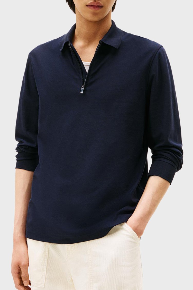 Tommy Hilfiger Pamuklu Regular Fit Yarım Fermuarlı Erkek Polo Yaka Sweat MW0MW44244 DW5 LACİVERT - Tommy Hilfiger