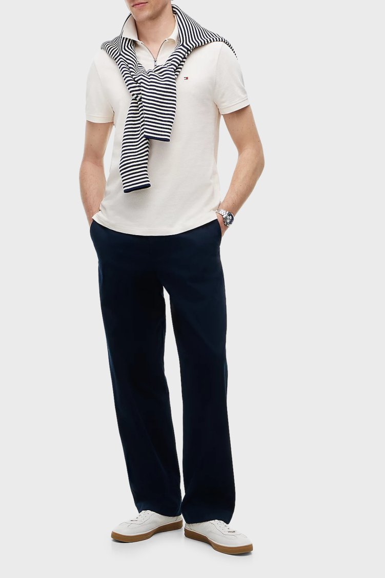Tommy Hilfiger Pamuklu Regular Fit Yarım Fermuarlı Erkek Polo Yaka T Shirt MW0MW42762 Z00 AÇIK BEJ - Tommy Hilfiger (1)