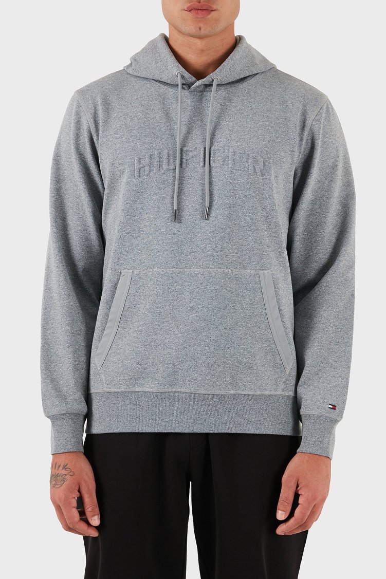 Tommy Hilfiger Pamuklu Relaxed Fit Kapüşonlu Logolu Erkek Sweat MW0MW39402 PMR GRİ - Tommy Hilfiger