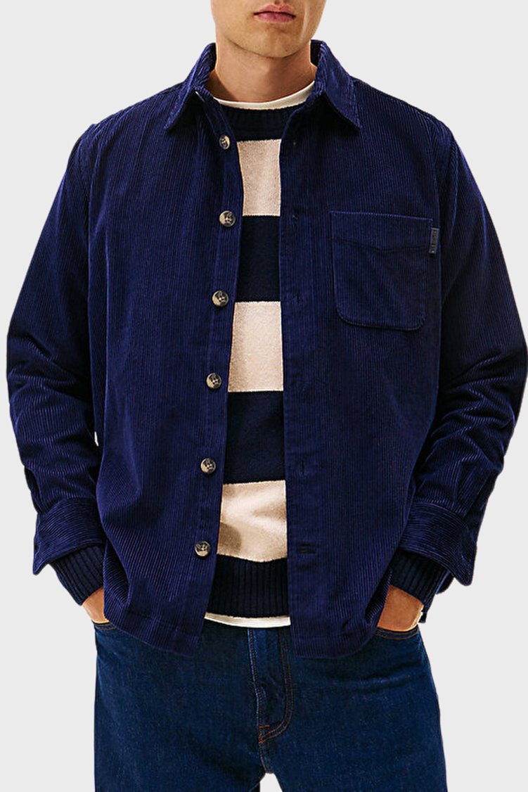 Tommy Hilfiger Pamuklu Relaxed Fit Uzun Kollu Kadife Erkek Gömlek MW0MW40489 BCL LACİVERT - Tommy Hilfiger