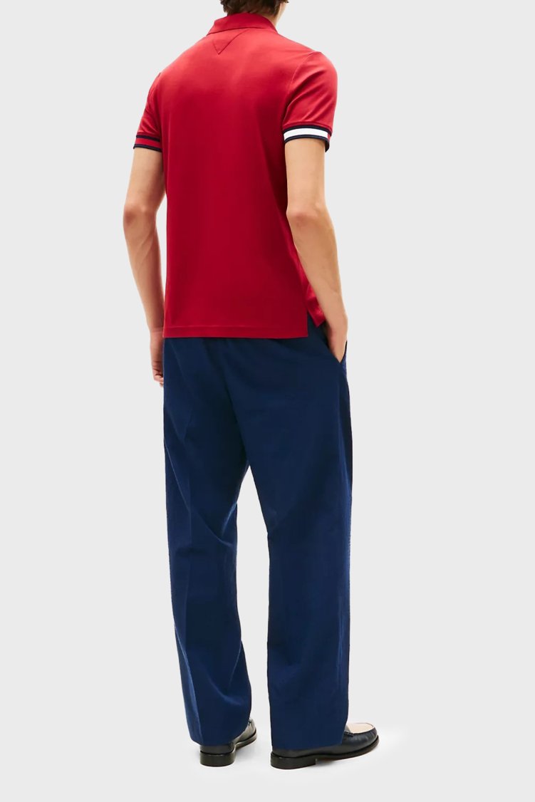 Tommy Hilfiger Pamuklu Slim Fit Düğmeli Erkek Polo Yaka T Shirt MW0MW42743 XIT KIRMIZI - Tommy Hilfiger (1)
