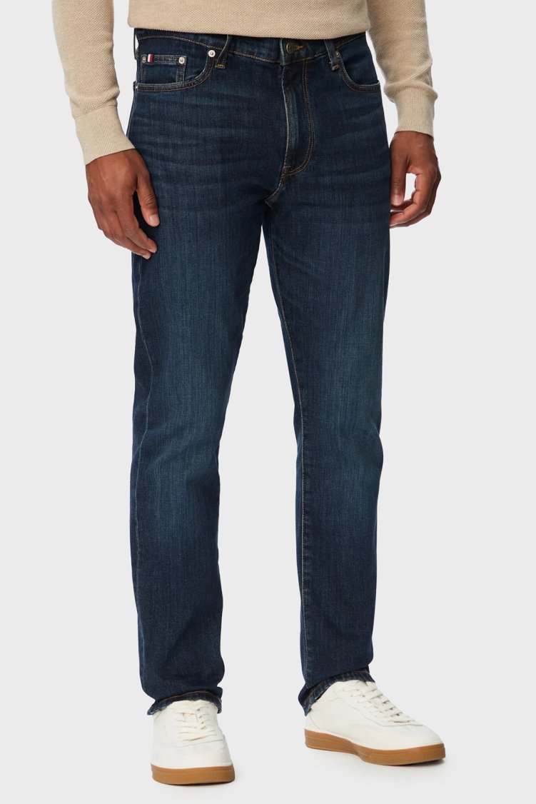 Tommy Hilfiger Pamuklu Slim Fit Düz Paça Jeans Erkek Kot Pantolon MW0MW43162 1BN Lacivert - Tommy Hilfiger