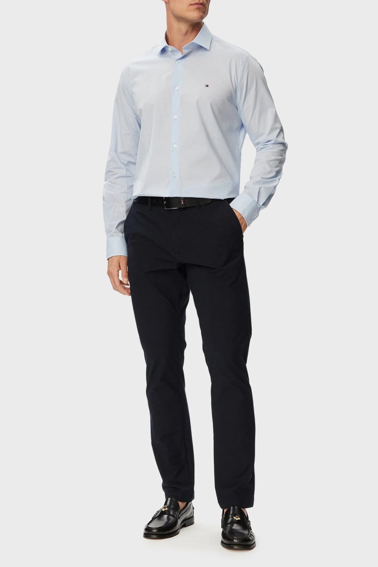 Tommy Hilfiger Pamuklu Slim Fit Uzun Kollu Erkek Gömlek MW0MW43749 C3Q Açık mavi - Tommy Hilfiger (1)