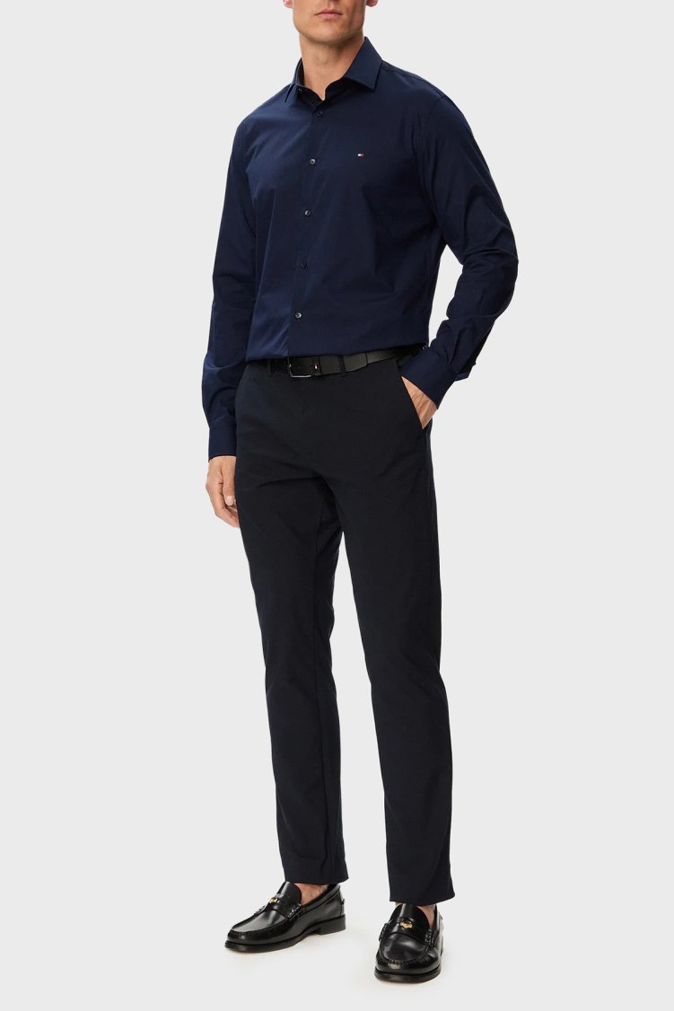 Tommy Hilfiger Pamuklu Slim Fit Uzun Kollu Erkek Gömlek MW0MW43749 DCC Lacivert - Tommy Hilfiger (1)