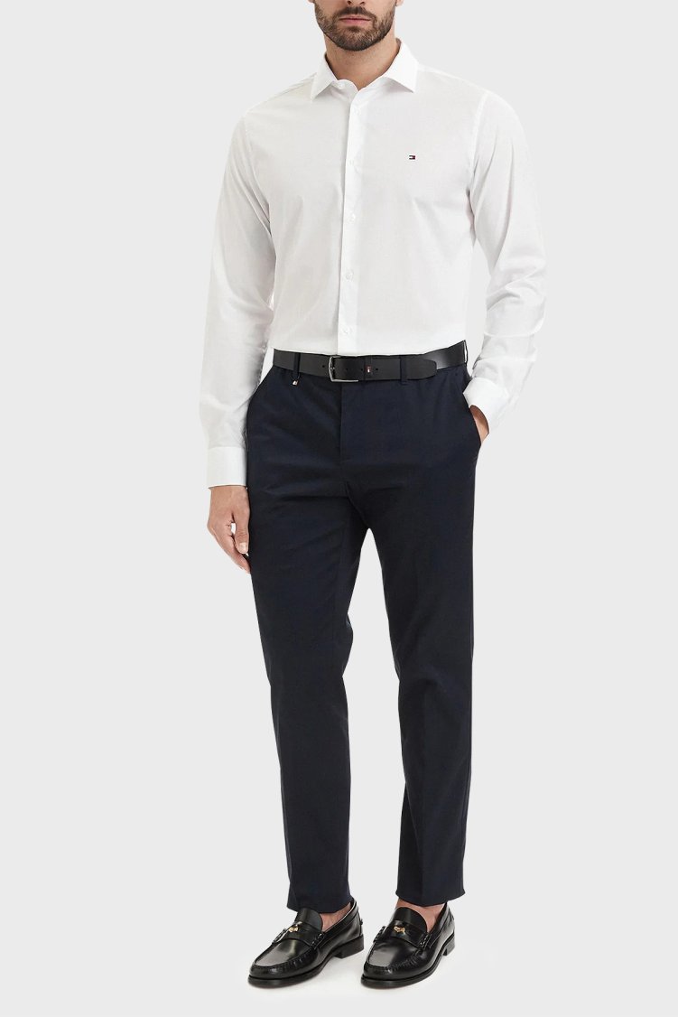 Tommy Hilfiger Pamuklu Slim Fit Uzun Kollu Erkek Gömlek MW0MW43749 YBR Beyaz - Tommy Hilfiger (1)