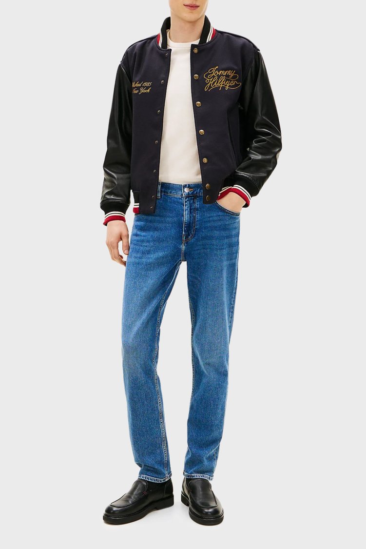 Tommy Hilfiger Pamuklu Straight Fit Düz Paça Jeans Erkek Kot Pantolon MW0MW41901 1BD MAVİ - Tommy Hilfiger
