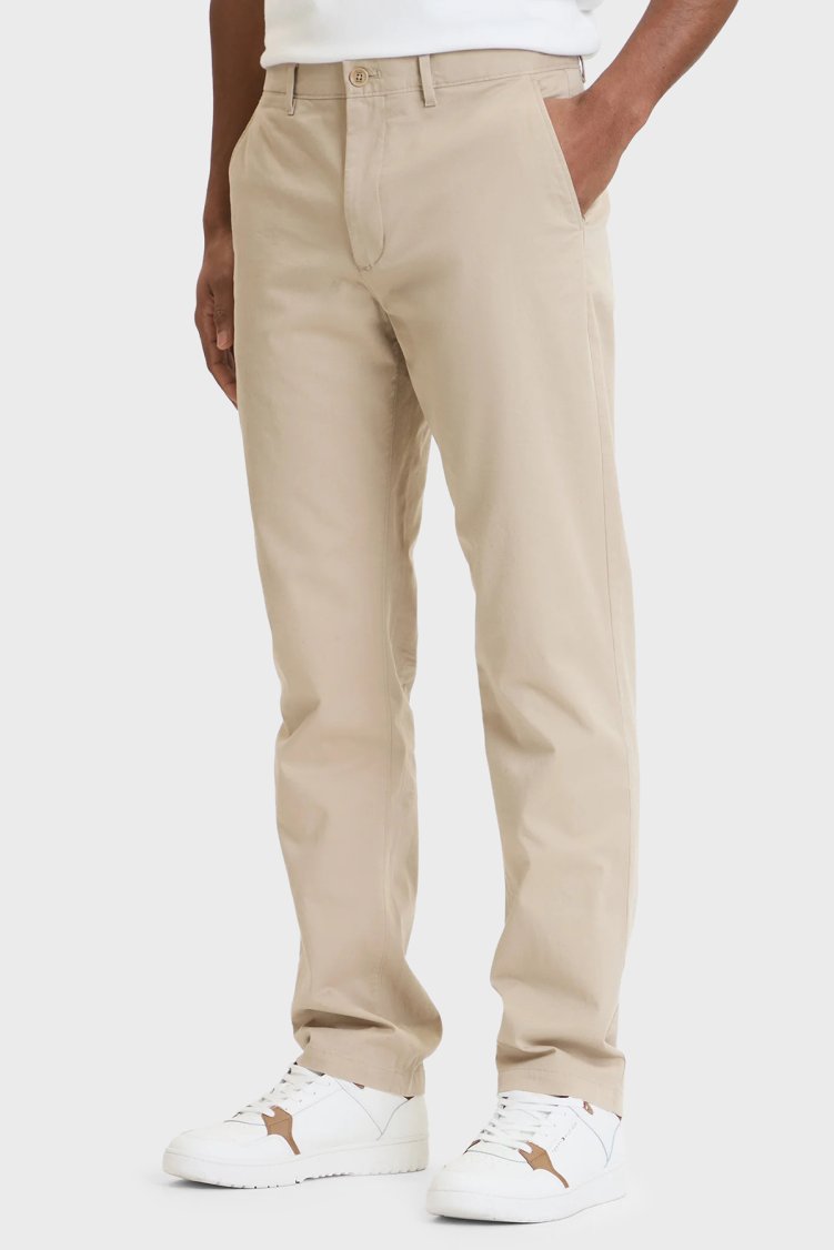 Tommy Hilfiger Pamuklu Straight Fit Normal Bel Düz Paça Erkek Pantolon MW0MW40262 RBT KUM - Tommy Hilfiger