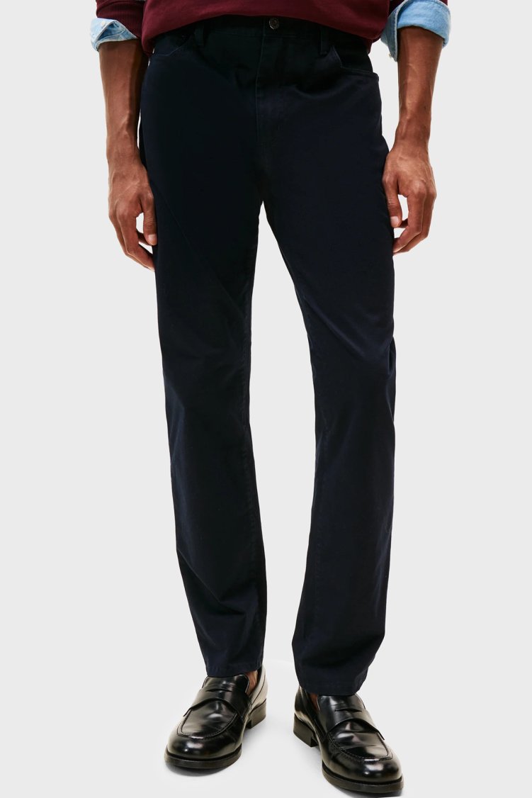 Tommy Hilfiger Pamuklu Straight Fit Normal Bel Düz Paça Erkek Pantolon MW0MW40915 DW5 LACİVERT - Tommy Hilfiger