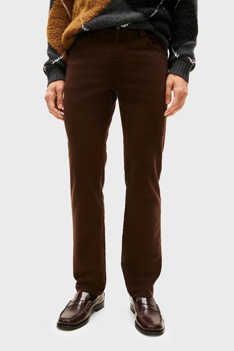 Tommy Hilfiger Pamuklu Straight Fit Normal Bel Erkek Pantolon MW0MW40266 GUE KAHVE - Tommy Hilfiger