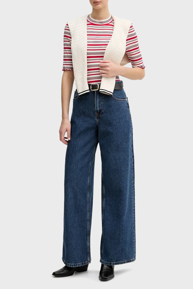 Tommy Hilfiger Pamuklu Wide Leg Fit Yüksek Bel Jeans Bayan Kot Pantolon WW0WW47695 1A5 MAVİ - Tommy Hilfiger (1)