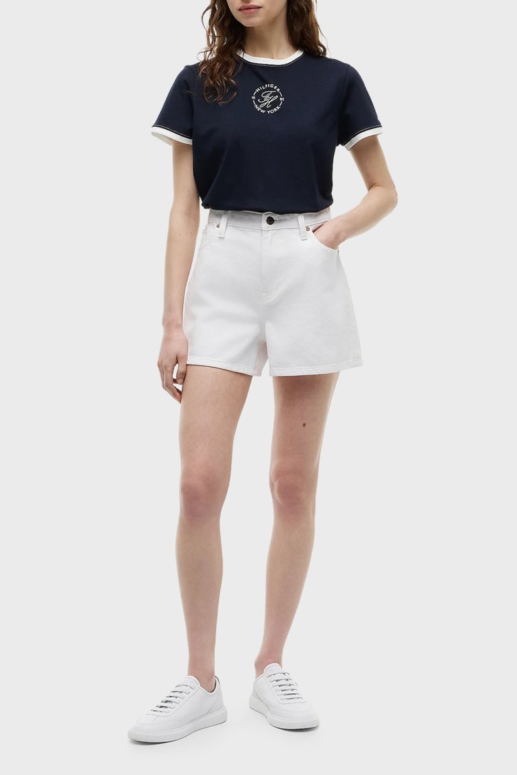 Tommy Hilfiger Regular Fit Bisiklet Yaka Kadın T Shirt WW0WW50032 C1G Lacivert - Tommy Hilfiger (1)