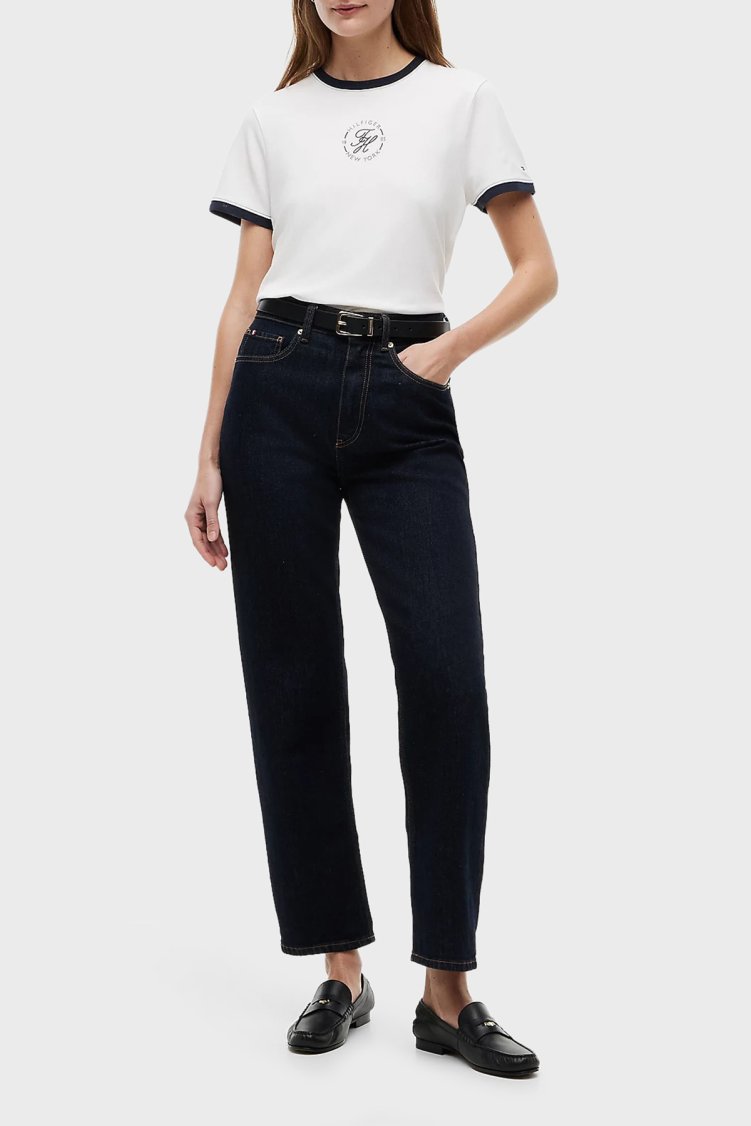 Tommy Hilfiger Regular Fit Bisiklet Yaka Kadın T Shirt WW0WW50032 YBL Beyaz - Tommy Hilfiger (1)