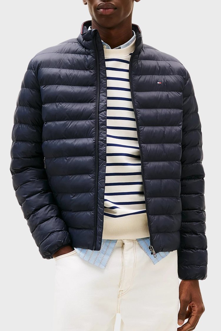 Tommy Hilfiger Regular Fit Dik Yaka Kapitoneli Erkek Mont MW0MW39990 DW5 LACİVERT - Tommy Hilfiger