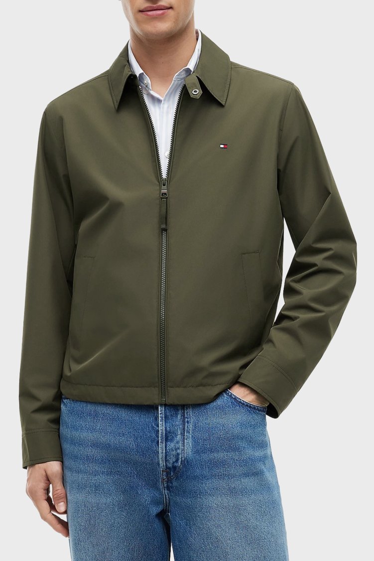 Tommy Hilfiger Regular Fit Klasik Yaka Su İtici Erkek Mont MW0MW40582 RBN Koyu haki - Tommy Hilfiger