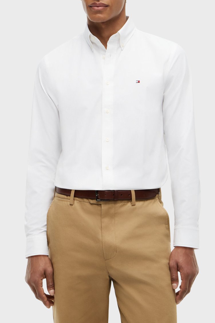 Tommy Hilfiger Regular Fit Klasik Yaka Uzun Kollu Erkek Gömlek MW0MW43429 YBS Beyaz - Tommy Hilfiger