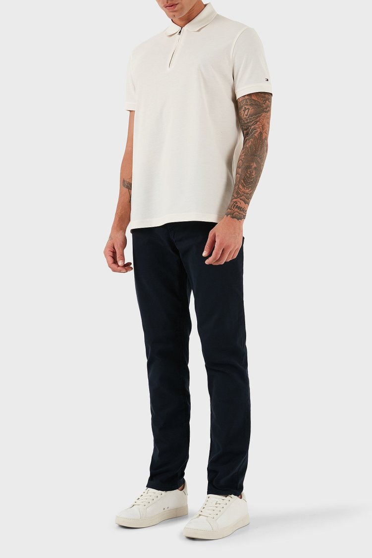 Tommy Hilfiger Streç Pamuklu Comfort Fit Normal Bel Düz Paça Erkek Pantolon MW0MW38810 DW5 LACİVERT - Tommy Hilfiger