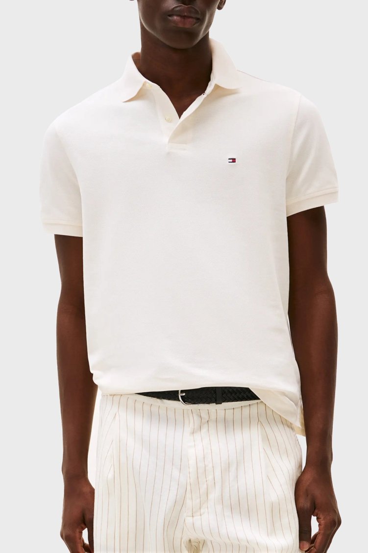 Tommy Hilfiger Streç Pamuklu Regular Fit Düğmeli Erkek Polo Yaka T Shirt MW0MW17770 Z00 AÇIK BEJ - Tommy Hilfiger