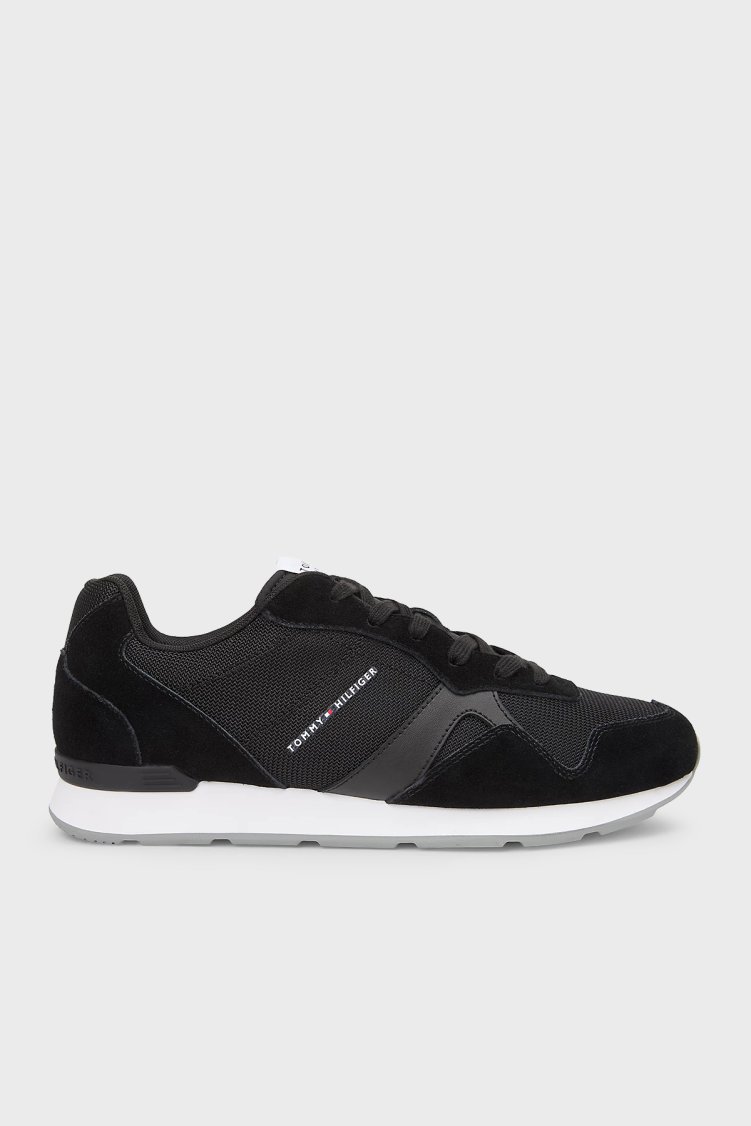Tommy Hilfiger Süet Logolu Sneaker Erkek Ayakkabı FM0FM05679 BDS SİYAH - Tommy Hilfiger