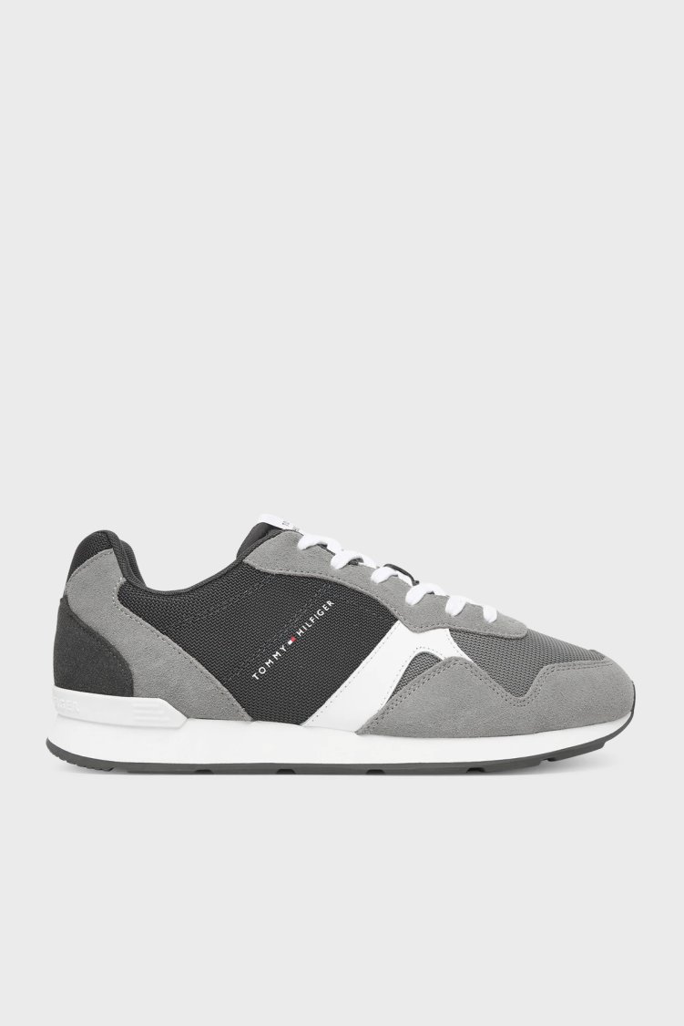 Tommy Hilfiger Süet Logolu Sneaker Erkek Ayakkabı FM0FM05679 PRY GRİ - Tommy Hilfiger