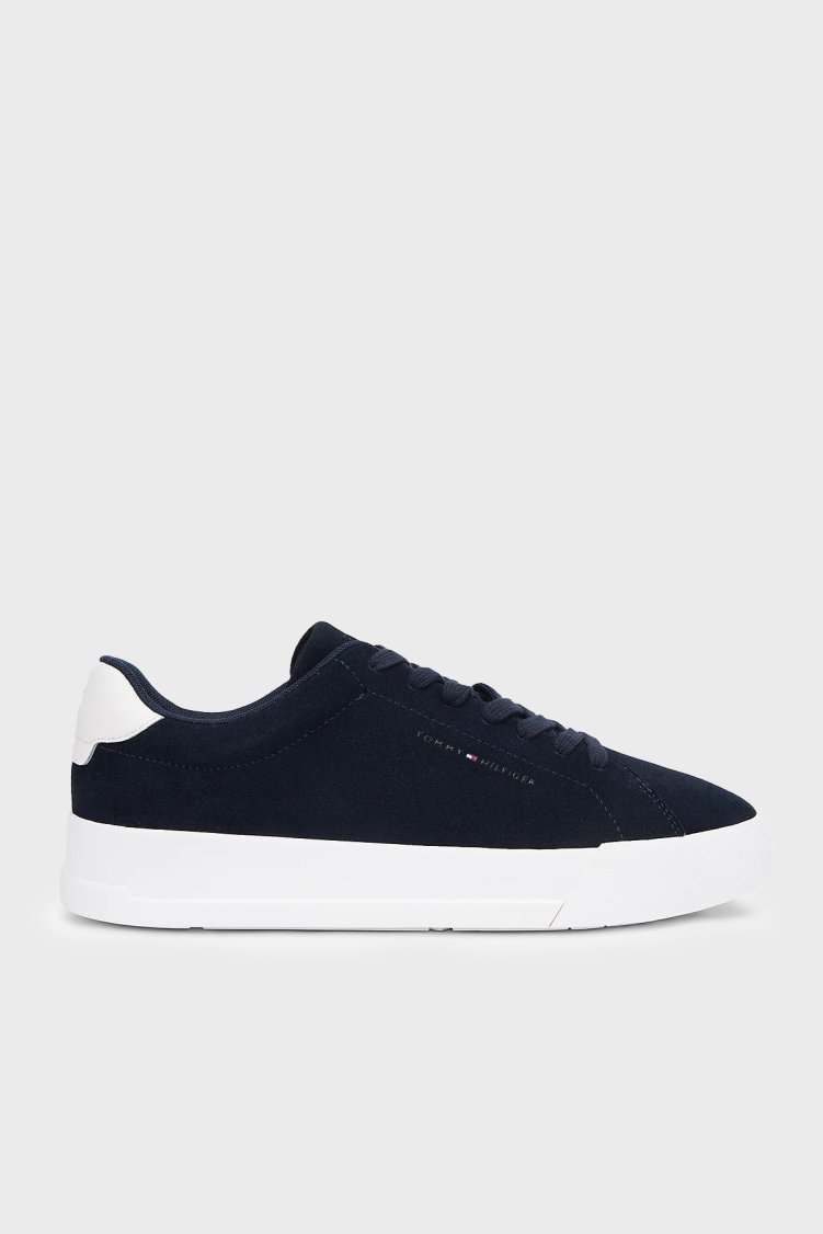 Tommy Hilfiger Süet Logolu Sneaker Erkek Ayakkabı FM0FM05716 DW5 LACİVERT - Tommy Hilfiger