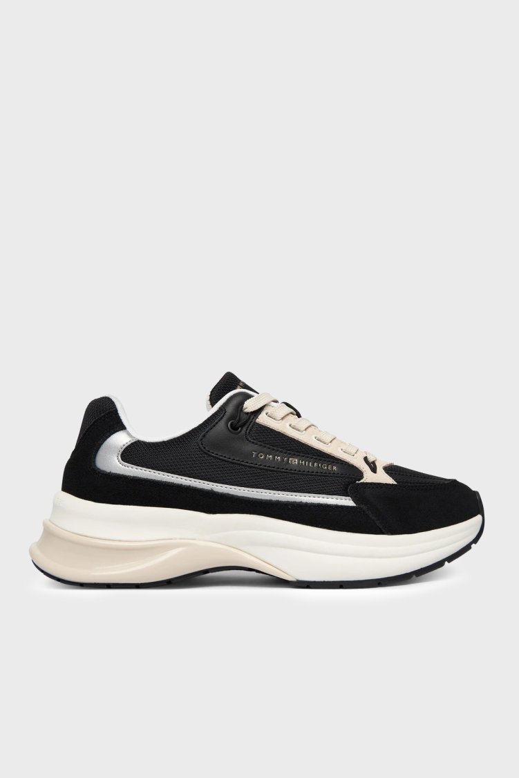 Tommy Hilfiger Süet Sneaker Kadın Ayakkabı FW0FW09187 BDS SİYAH - Tommy Hilfiger