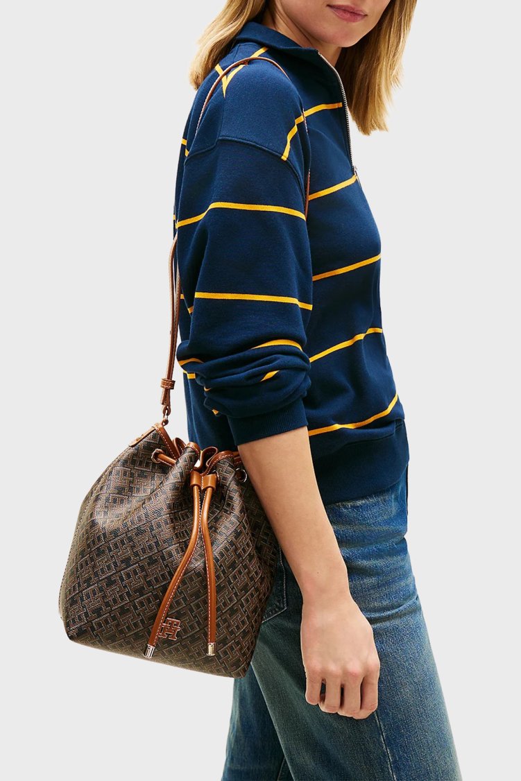 Tommy Hilfiger Tamamı Logolu Ayarlanabilir Askılı Kadın Çanta AW0AW18847 0GJ SİYAH - Tommy Hilfiger (1)