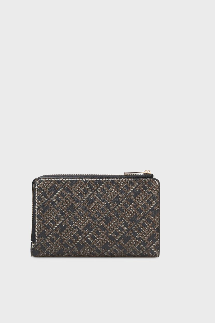 Tommy Hilfiger Tamamı Logolu Fermuarlı Kadın Cüzdan AW0AW18594 0GJ SİYAH - Tommy Hilfiger (1)