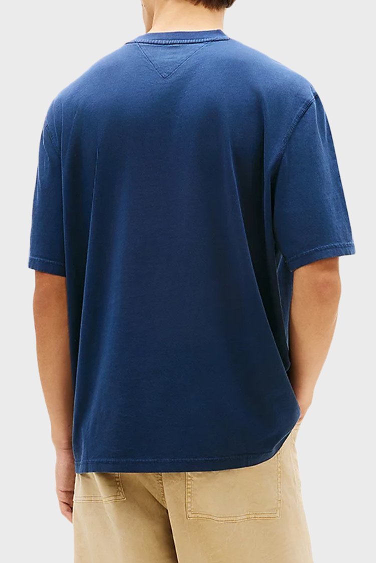 Tommy Jeans % 100 Pamuk Regular Fit Bisiklet Yaka Erkek T Shirt DM0DM22545 C1G LACİVERT - Tommy Jeans (1)