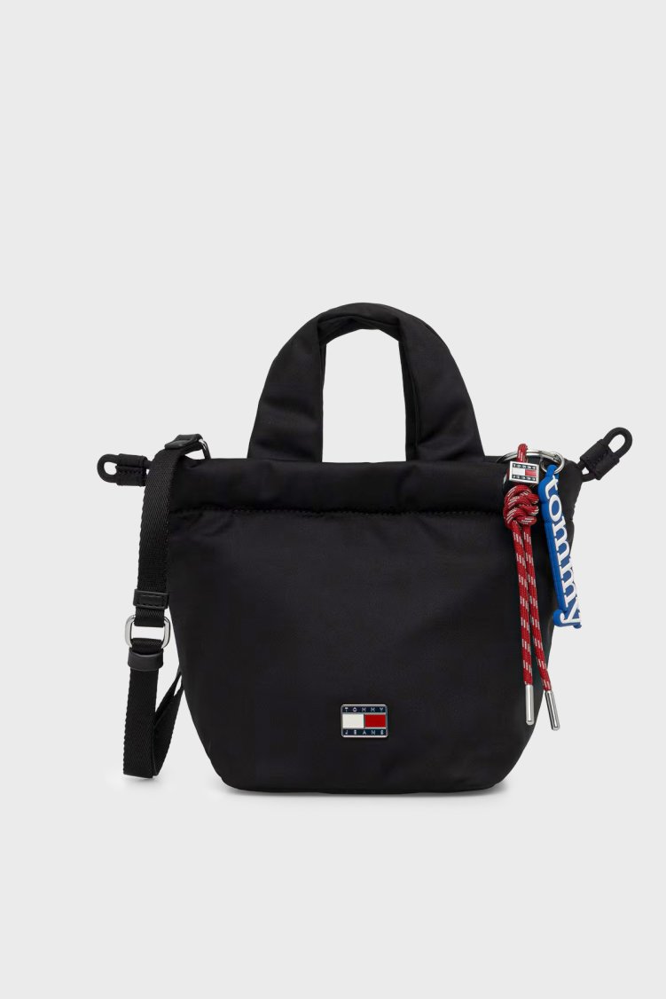 Tommy Jeans Charmlı Çıkarılabilir Askılı Kadın Çanta AW0AW18781 BDS Siyah - Tommy Jeans