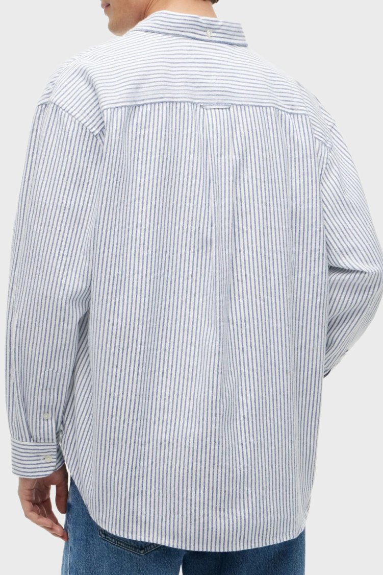 Tommy Jeans Çizgili Pamuklu Oversize Uzun Kollu Erkek Gömlek DM0DM23138 C63 Mavi-beyaz - Tommy Jeans (1)